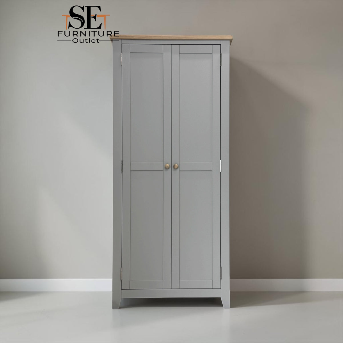 Solid Oak Top & Solid Wood Frames Utility Cupboard from the Chester Dove Grey Range RRP £999