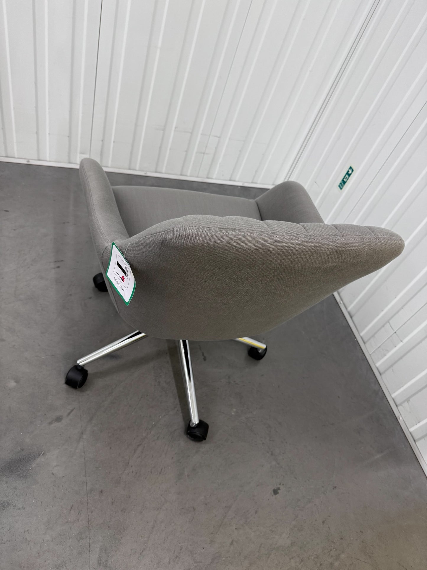 Upholstered Office Chair Grey Linen With Stylish Chrome Base RRP £179