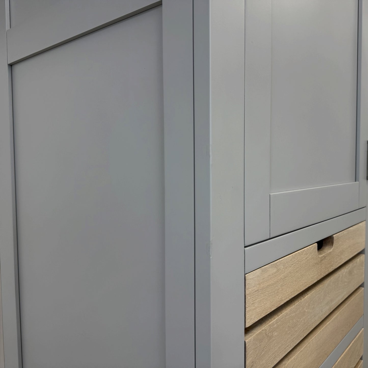 Solid Oak Top & Solid Wood Frames Narrow Larder, Chester Dove Grey RRP £999