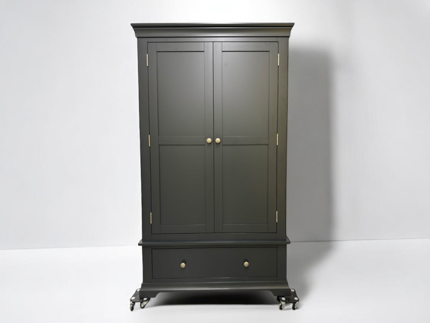 Solid Wood Frame & Dusky Black Painted Double Wardrobe RRP £749