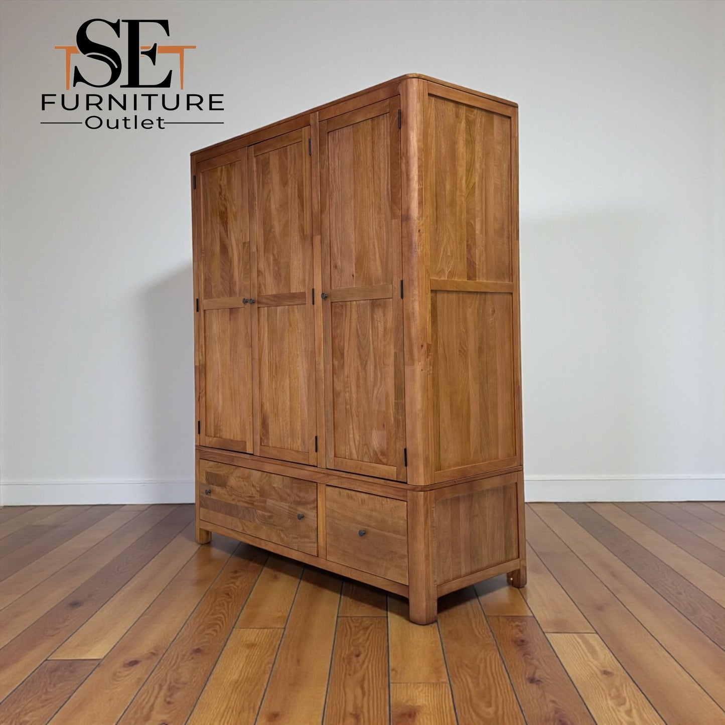 Natural Solid Mango Wood Triple Wardrobe Noah Range From Oak Furnitureland RRP £1699