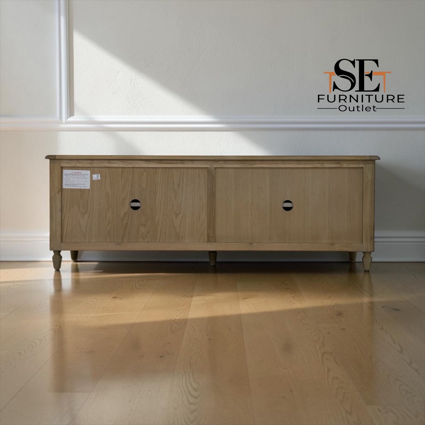 Grey-toned Limewashed Finish Solid Oak and Quality Oak Veneer Media TV Console Fits up to 75", Camille Range RRP £999