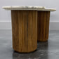 Solid Mango Wood Fluted Base & White Marble Top Side Tables