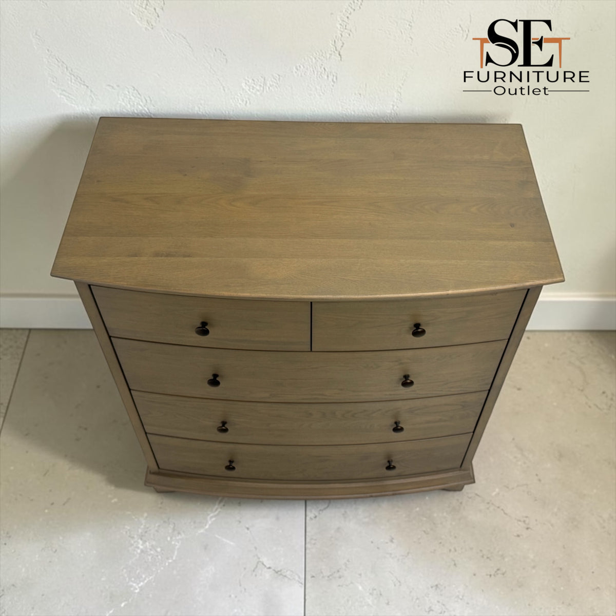 Solid Oak & Oak Veneer 5 Drawer Chest, Winchcombe Smoked Oak Range RRP £899