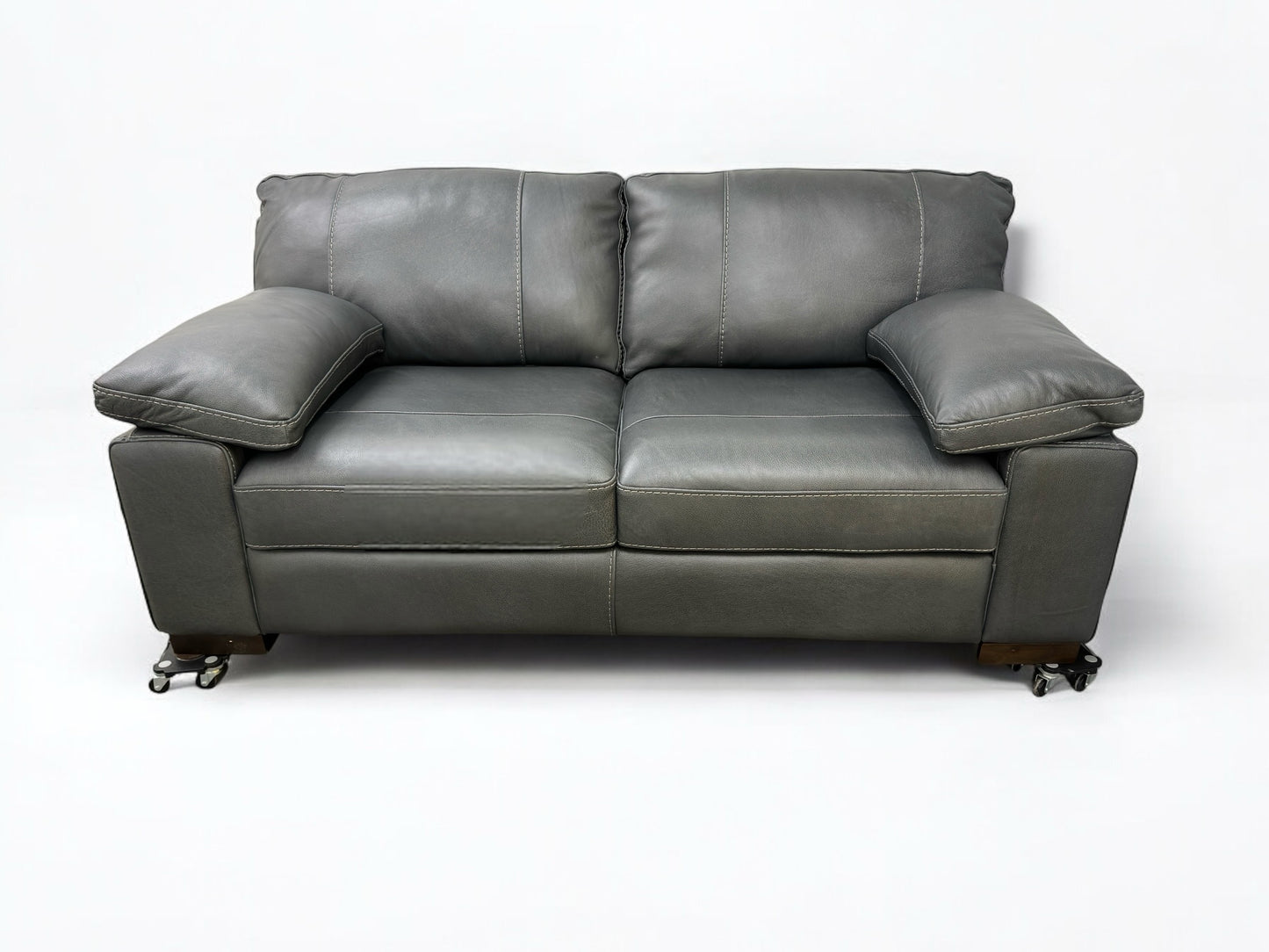 Oak Furnitureland Luxurious Italian Caruso Slate Leather Sofa Matera Range RRP £2299