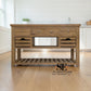 Whitewashed Finish Solid Oak & Oak Veneer Kitchen Island with Marble Top, Inglesham Range RRP £1399