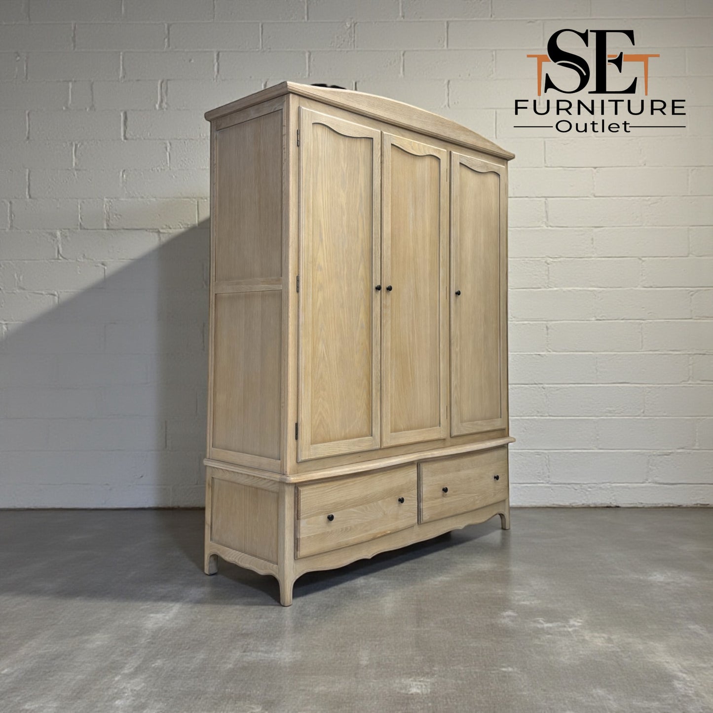 Solid Oak Triple Wardrobe with Limewash Finish, Camille Range RRP £1799