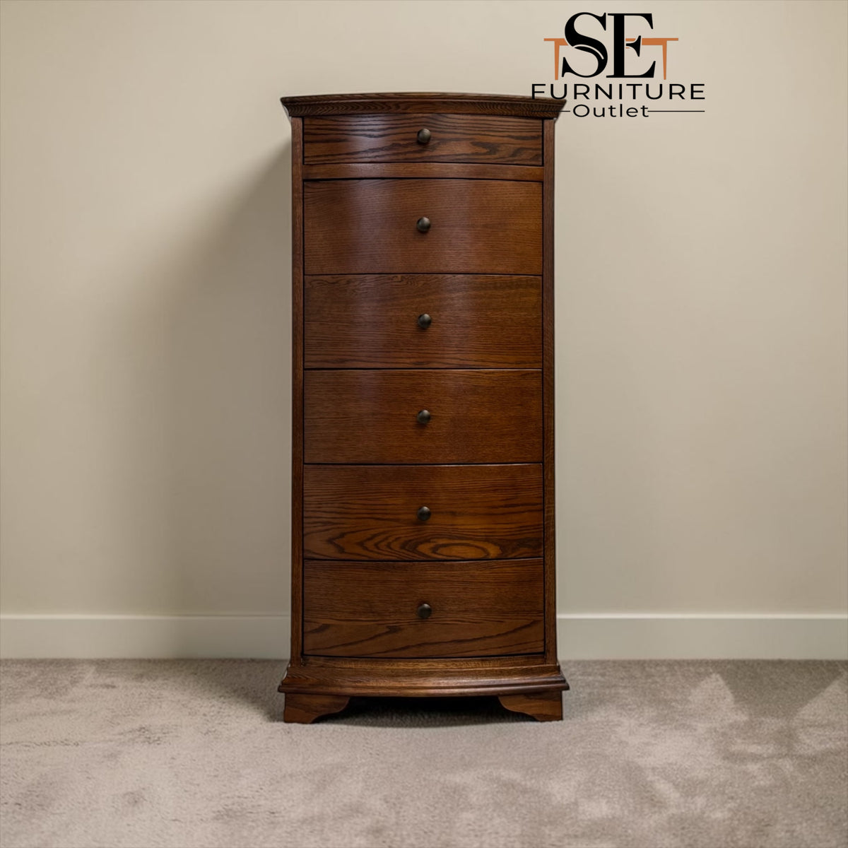 Solid Oak & Oak Veneer Vanity Tallboy, Winchcombe Dark Oak Range RRP £899