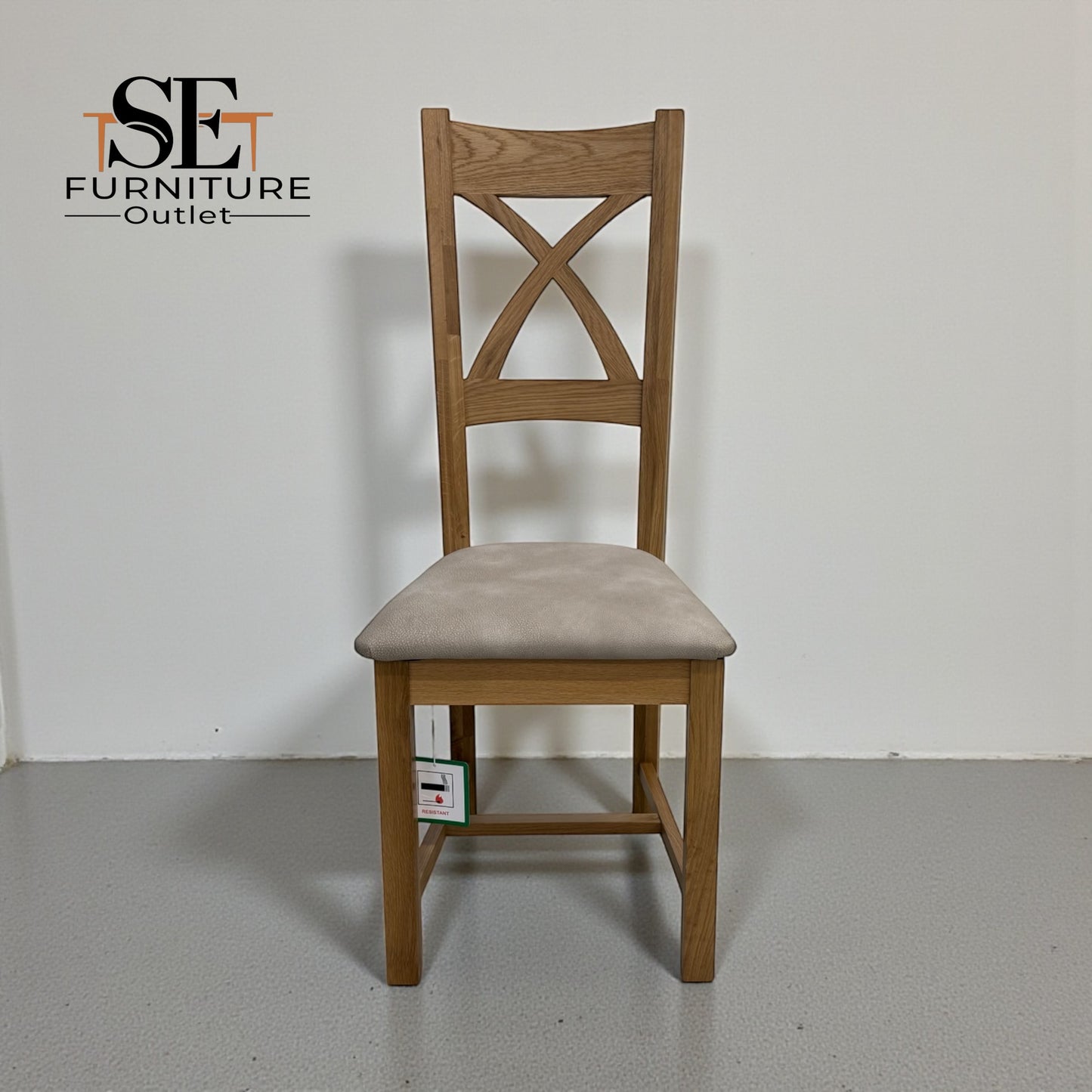 Set of 4 Natural Oak Dining Chairs, Cross Back Range From Oak Furnitureland RRP £200 Each