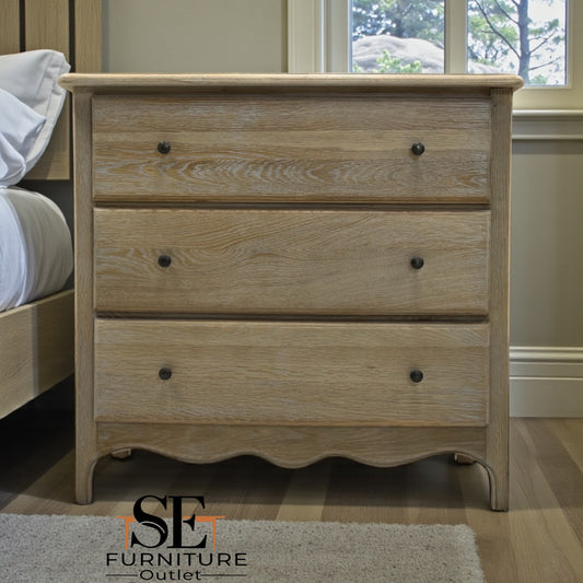Solid Oak Frame 3 Drawer Chest, Camille Limewash Range RRP £799