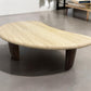 Solid Walnut legs & Natural Travertine Stone Coffee Table in the Shape of a Crescent Moon RRP £1199