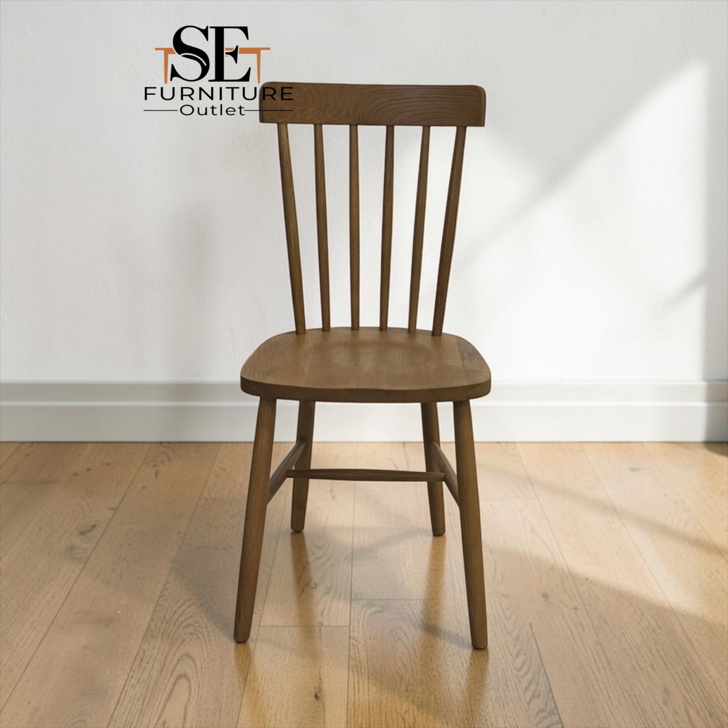 Set of 4 Solid Oak & Oak Veneer Spindleback Chairs, Elkstone Mellow Oak Range RRP £700