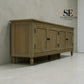 Grey-toned Limewashed Finish Solid Oak and Quality Oak Veneer Media TV Console Fits up to 75", Camille Range RRP £999