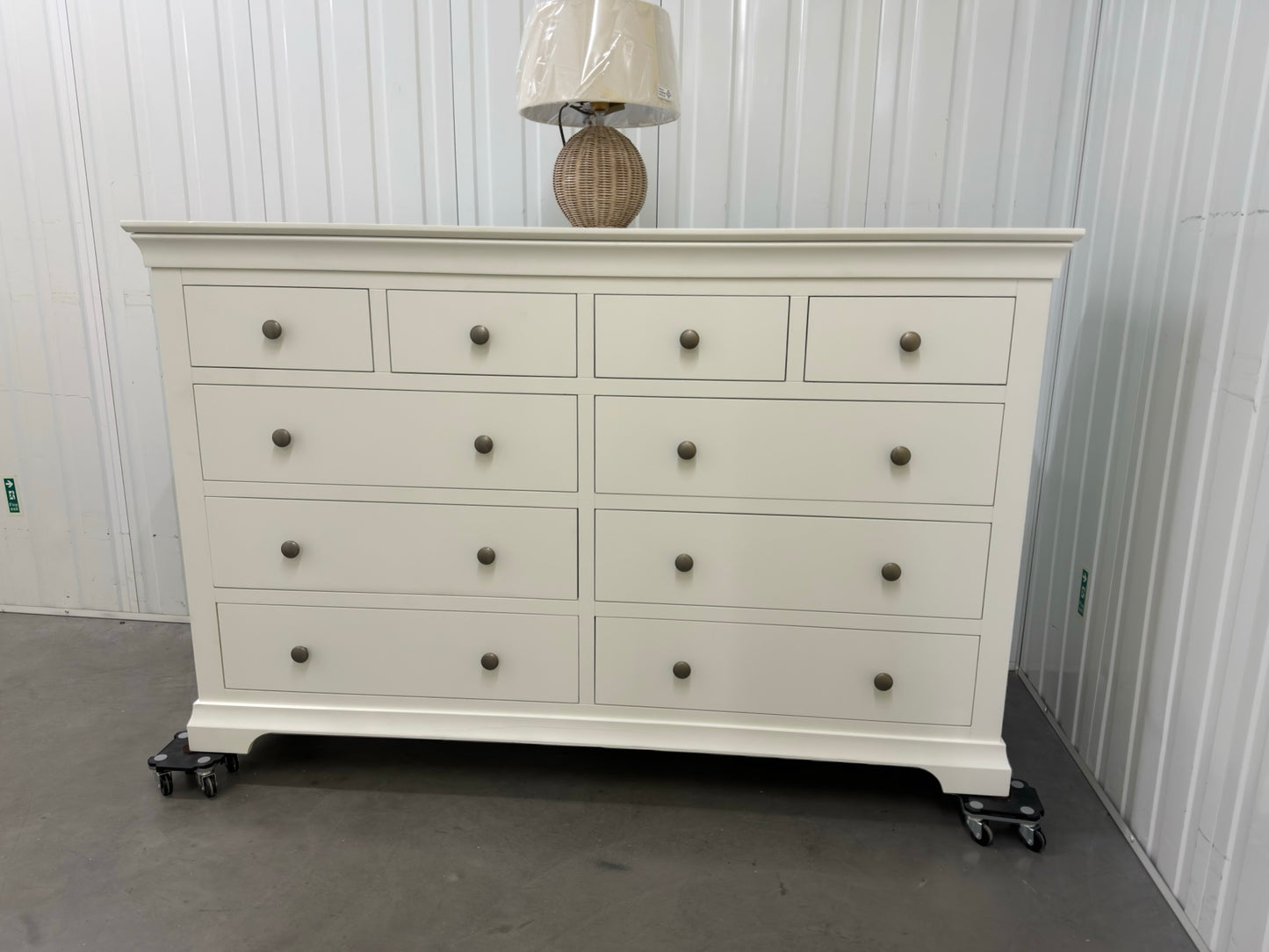 Solid Wood Frame & Warm White Painted 10 Drawer Chest Chantilly