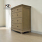 Solid Oak & Oak Veneer 5 Drawer Chest, Winchcombe Smoked Oak Range RRP £899