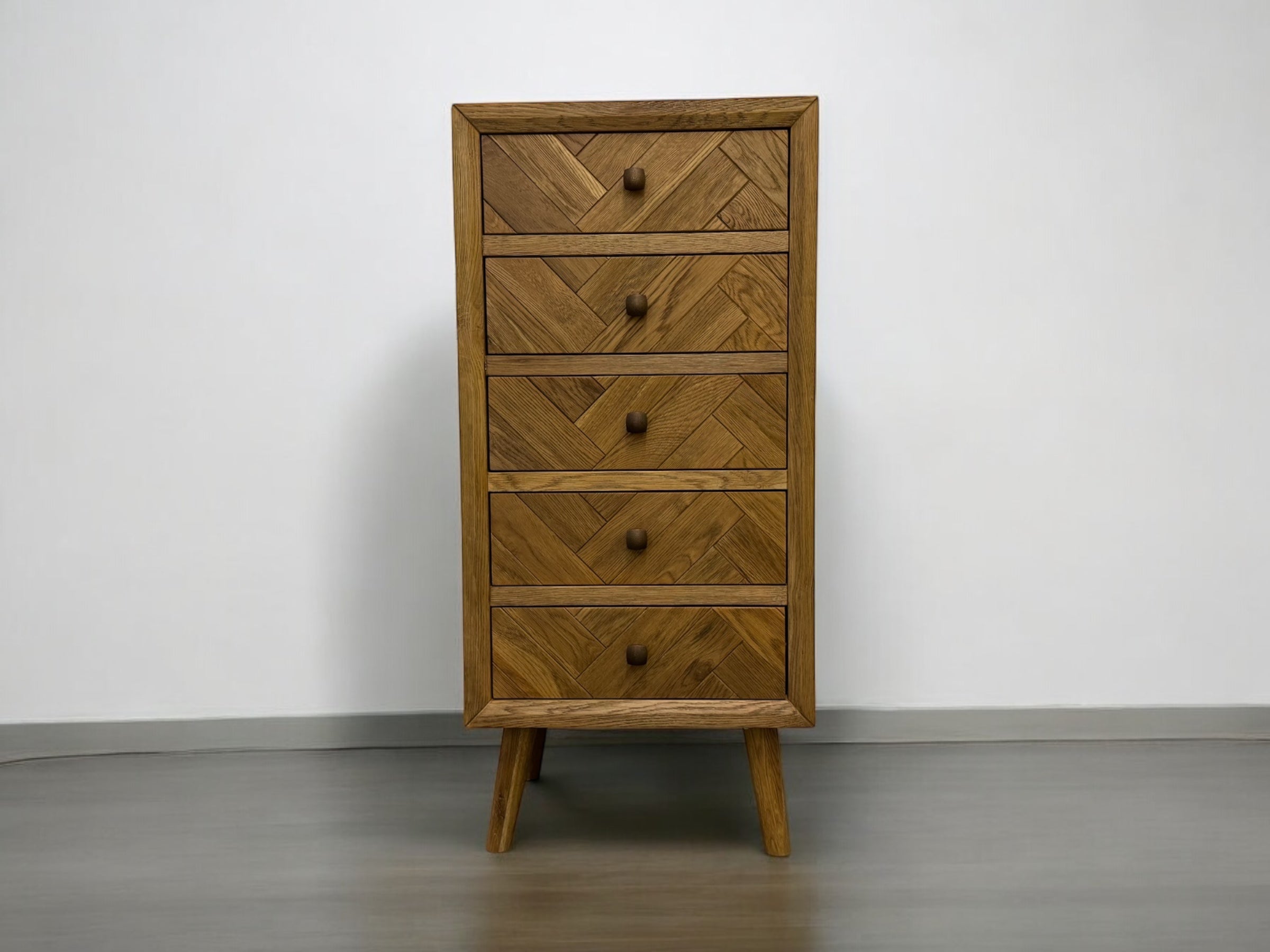 Oak Furnitureland Brushed Glazed Solid Oak Tallboy Parquet Range SE Furniture Outlet