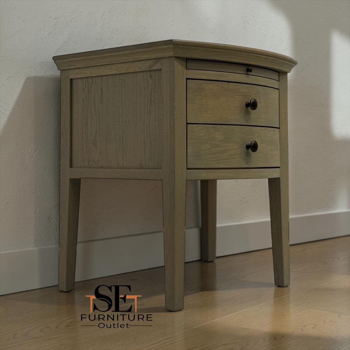 Solid Oak & Oak Veneer Bedside Table from the Winchcombe Smoked Oak Range RRP £299
