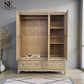 Solid Oak Triple Wardrobe with Limewash Finish, Camille Range RRP £1799