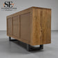 Chunky Solid Acacia Wood Live Edge 4-Door Extra Large Sideboard with Gun Metal Legs RRP £1299