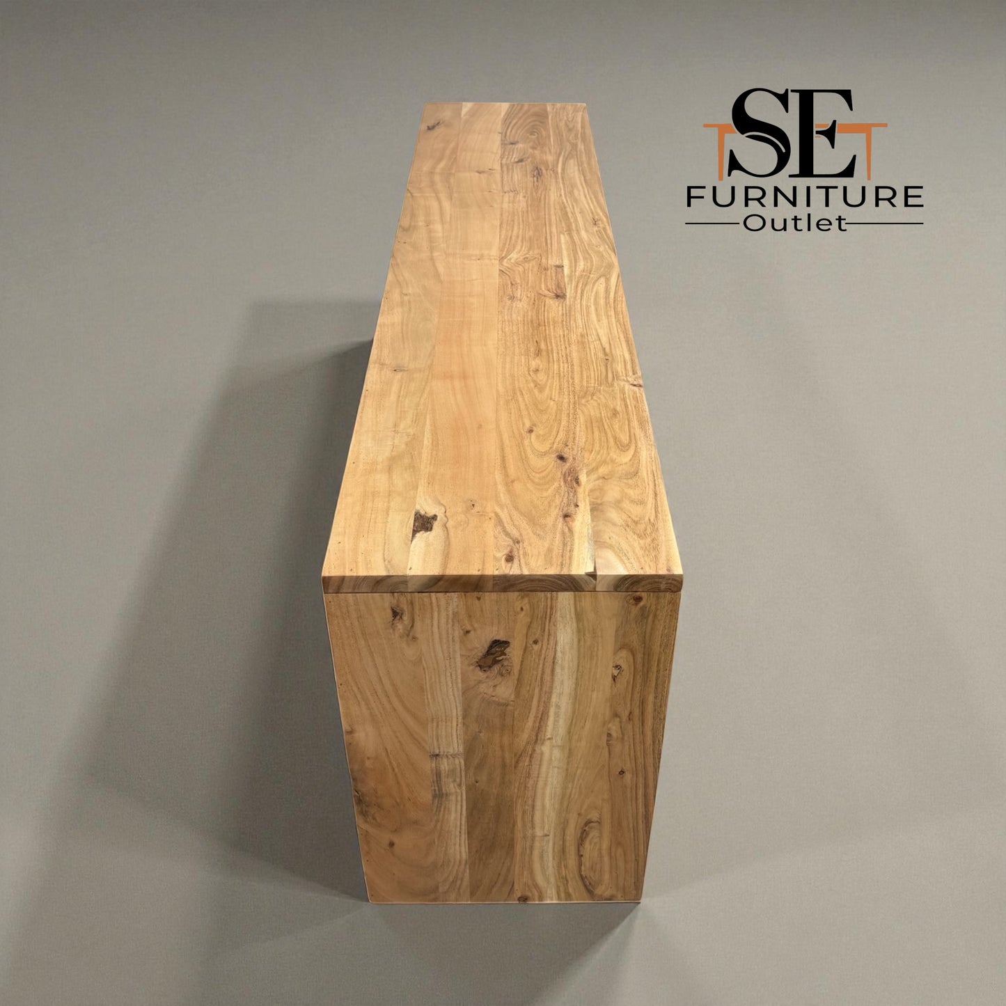 Chunky Solid Acacia Wood Live Edge 4-Door Extra Large Sideboard with Gun Metal Legs RRP £1299