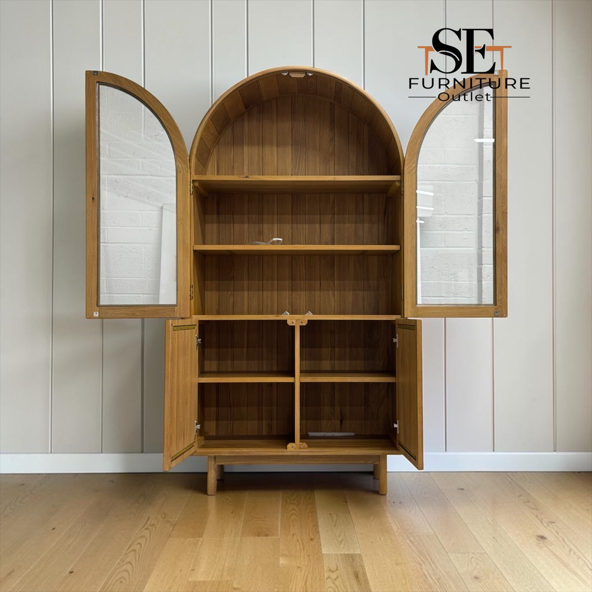 Natural Solid Oak Display Cabinet Belgrave Range From Oak Furnitureland RRP £1139
