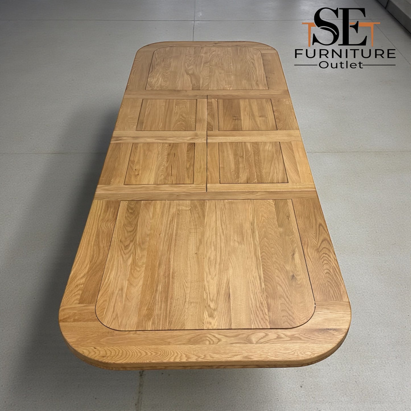 Natural Solid Oak Extending Dining Table, 10 to 12 Seater Hercules Range From Oak Furnitureland RRP £1099