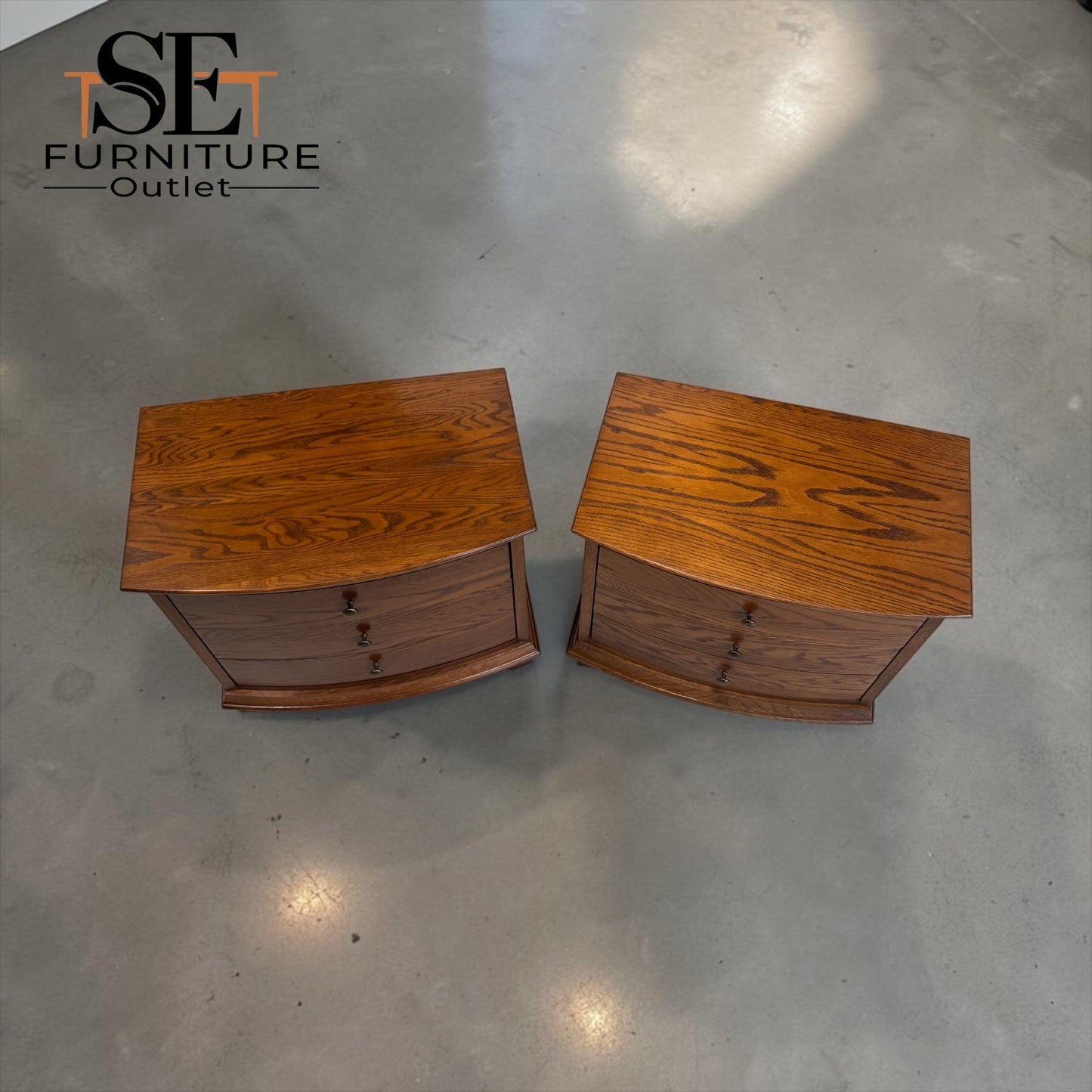 Set of 2 Solid Oak & Quality Oak Veneer Wide Bedside Tables from the Winchcombe Dark Oak Range, RRP £998