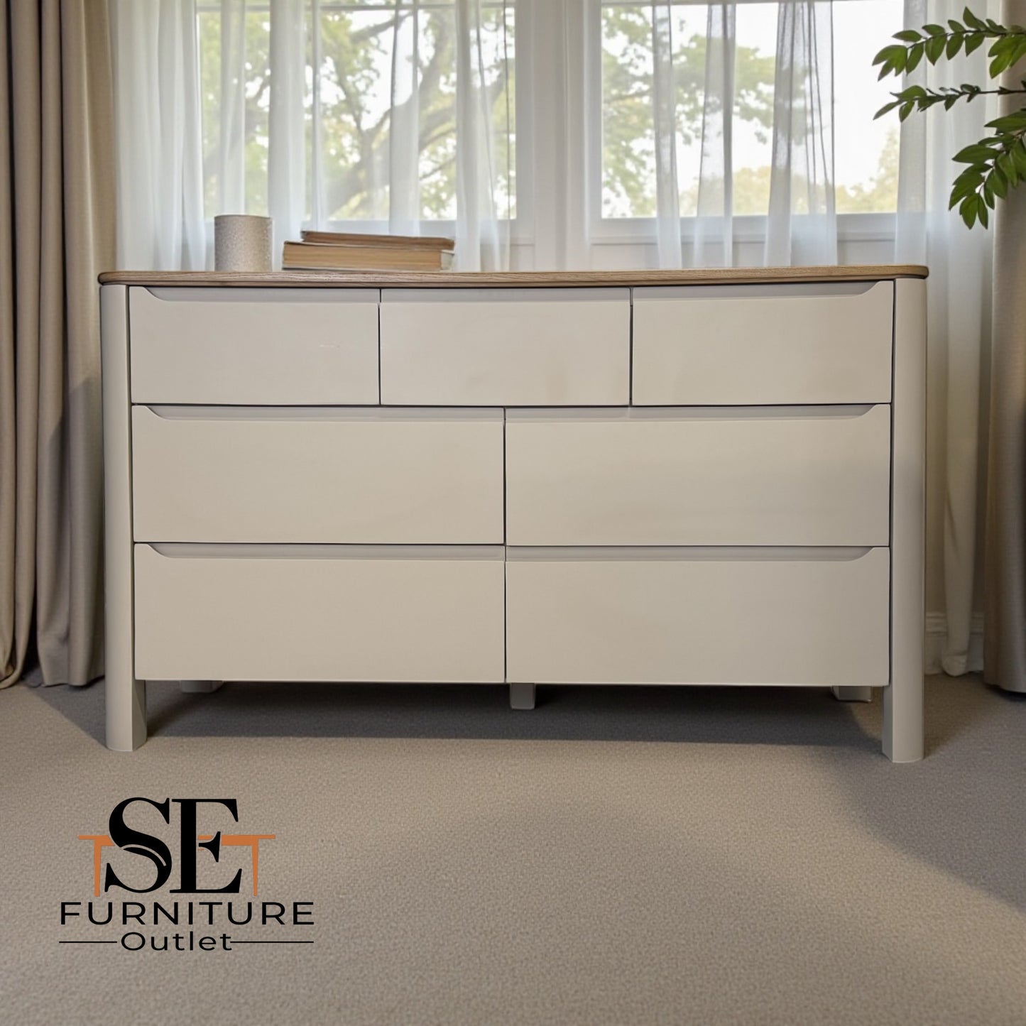 Smoked Oak & Painted 7 Drawer Chest Otto Range From Oak Furnitureland RRP £669