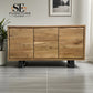 Chunky Solid Acacia Wood Live Edge 3-Door Large Sideboard with Gun Metal Legs RRP £999