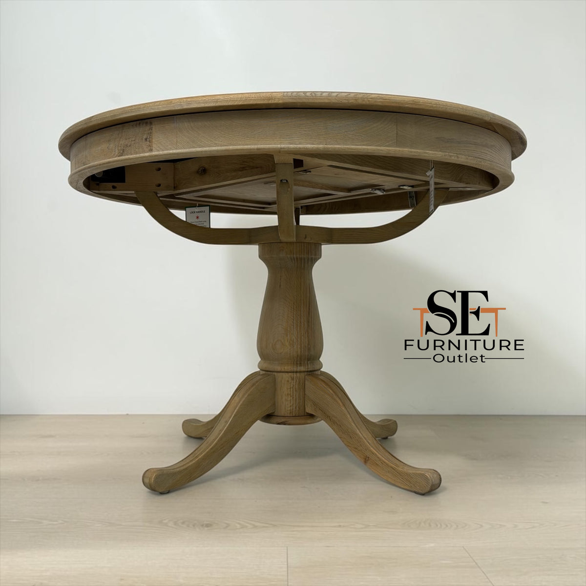 Grey-toned Limewashed Finish Solid Oak and Oak Veneer 4-6 Seater Extending Round Dining Table, Camille Range RRP £1399