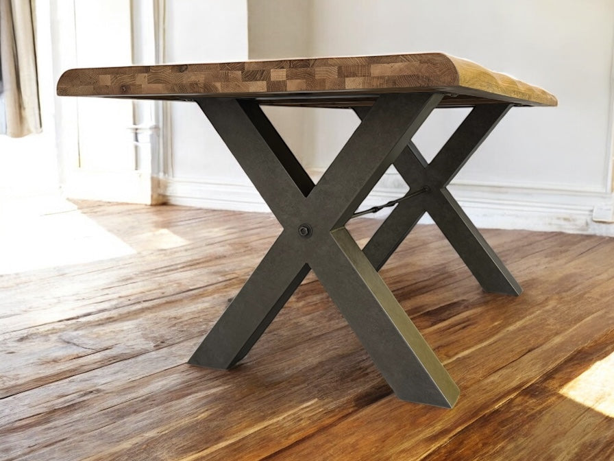 Natural Solid Oak & Metal Legs 8 Seater Living Edge Dining Table, From Oak Furnitureland RRP £999