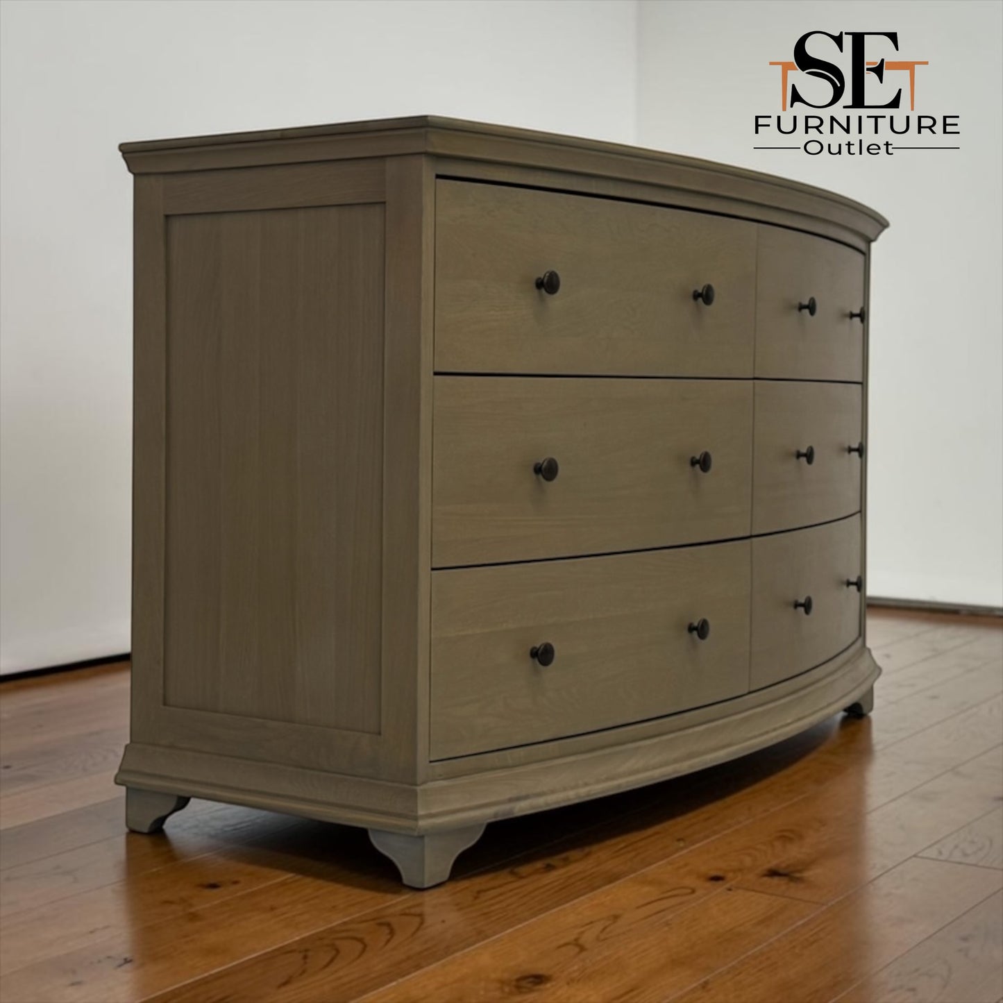 Smoked Oak Low & Wide 6 Drawer Chest, Winchcombe Range RRP £1199