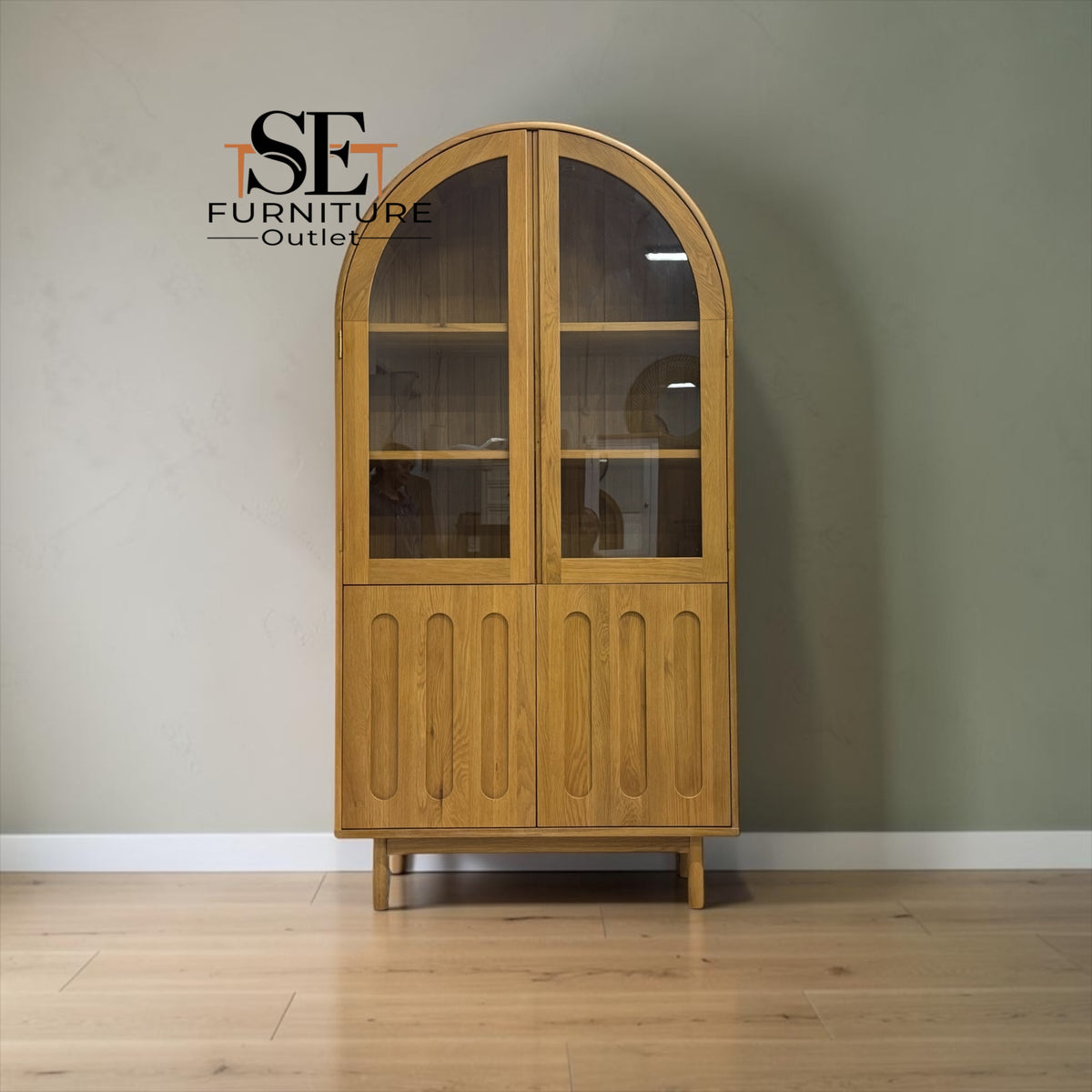 Natural Solid Oak Display Cabinet Belgrave Range From Oak Furnitureland RRP £1139