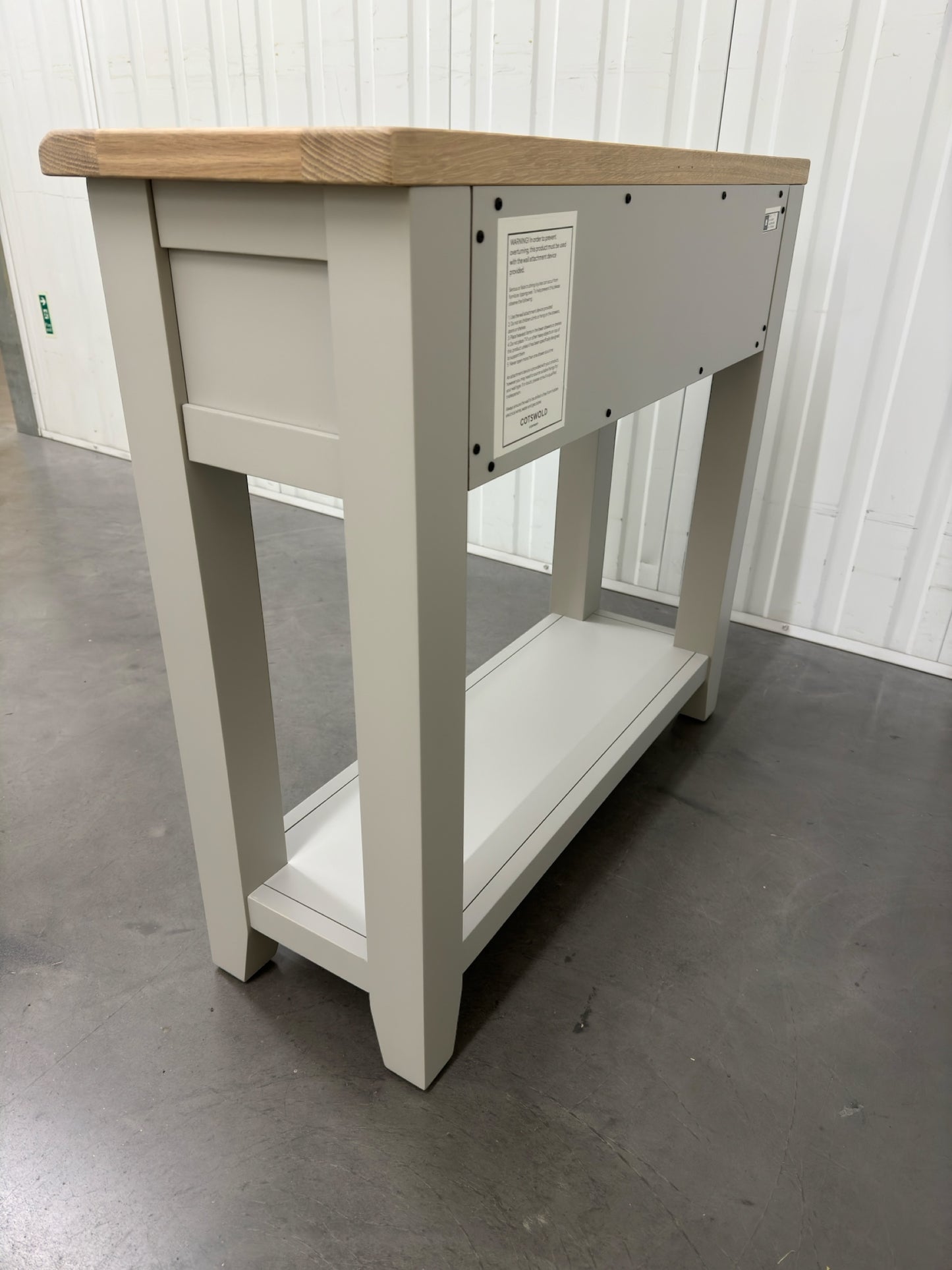 White Wax Finished Oak Top & Dove Grey Painted Console Table