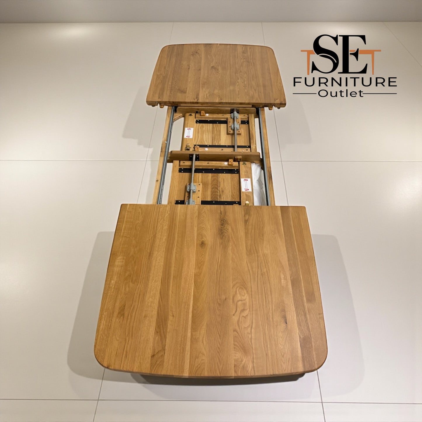 Natural Solid Oak Extending Dining Table, 6 to 10 Seater Bentley Range From Oak Furnitureland RRP £1079