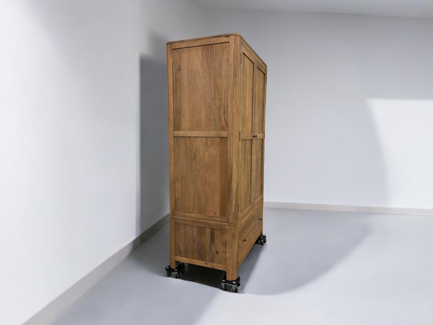 OAK FURNITURELAND SOLID MANGO WOOD DOUBLE WARDROBE LYLA RANGE RRP £949