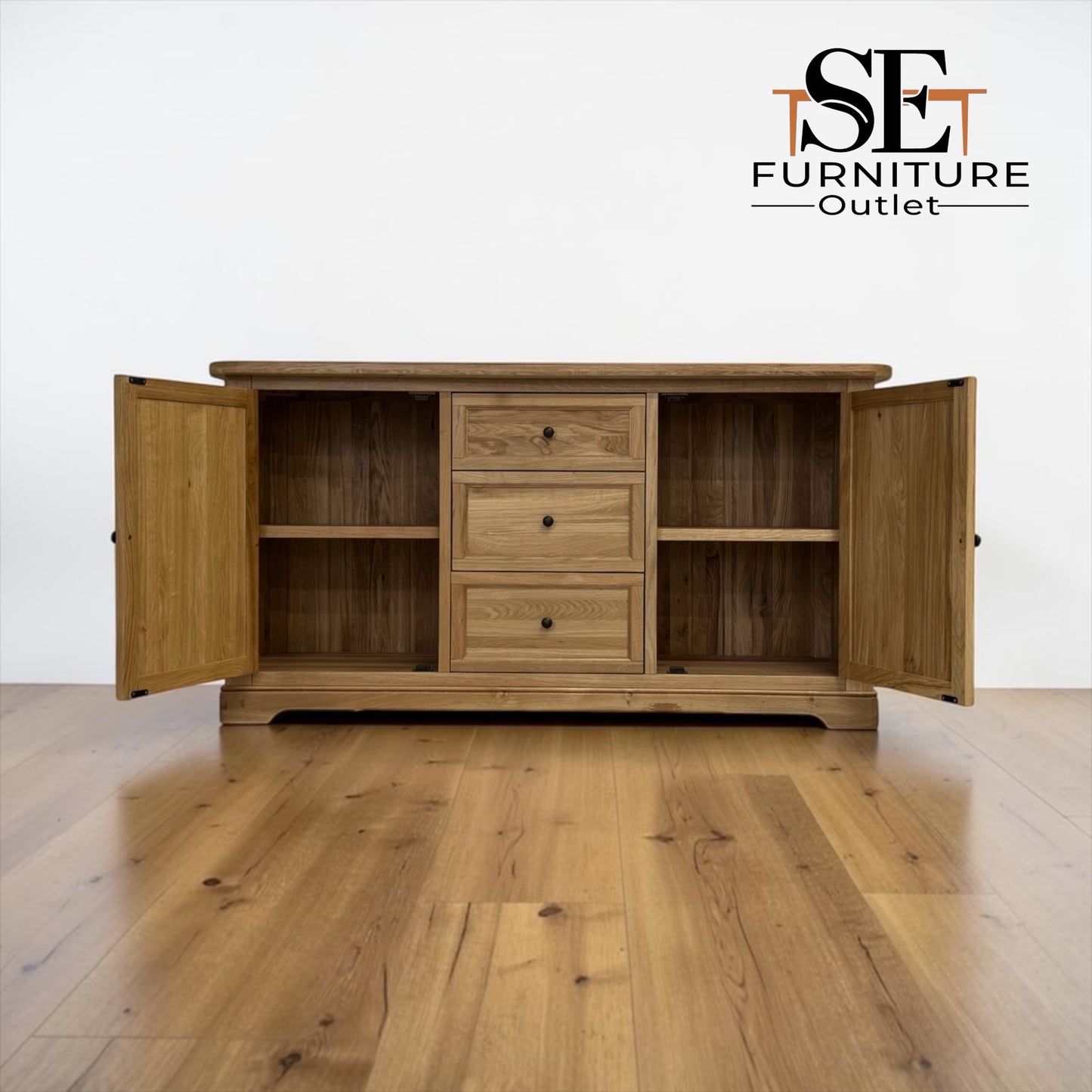 Natural Solid Oak Large Sideboard Brennan Range by Oak Furnitureland, RRP £799