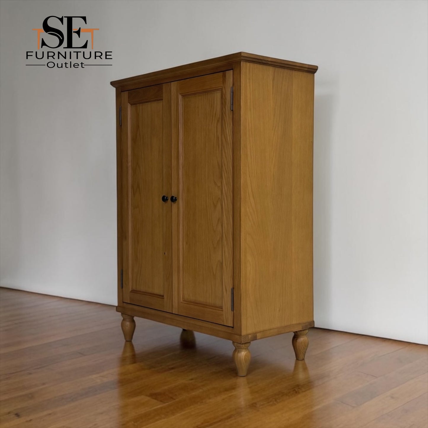 Solid Oak & Quality Oak Veneer Shoe Cupboard from the Elkstone Mellow Oak Range RRP £585