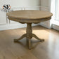Grey-toned Limewashed Finish Solid Oak and Quality Oak Veneer 4-6 Seater Extending Round Dining Table, Camille Range RRP £1399