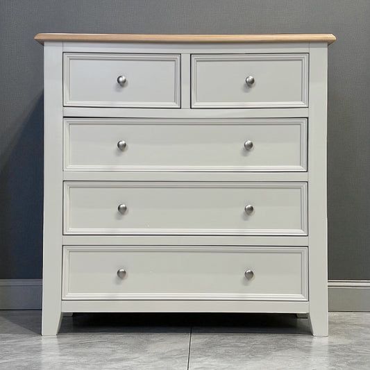 Natural Solid Oak & Painted 5 Drawer Chest, From Oak Furniture Superstore