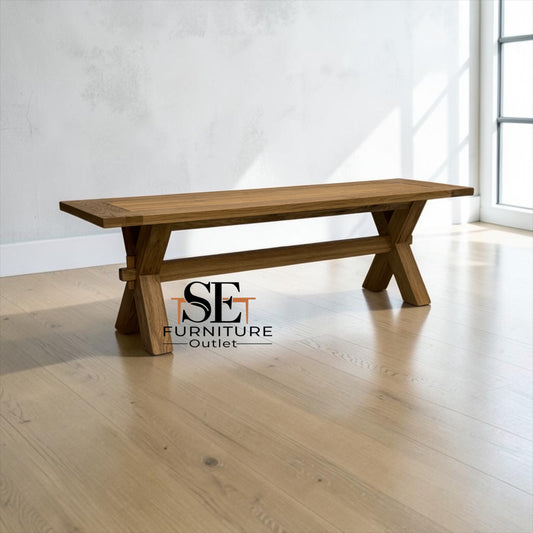 Natural Solid Oak Bench from Highworth Range by Oak Furnitureland RRP £400