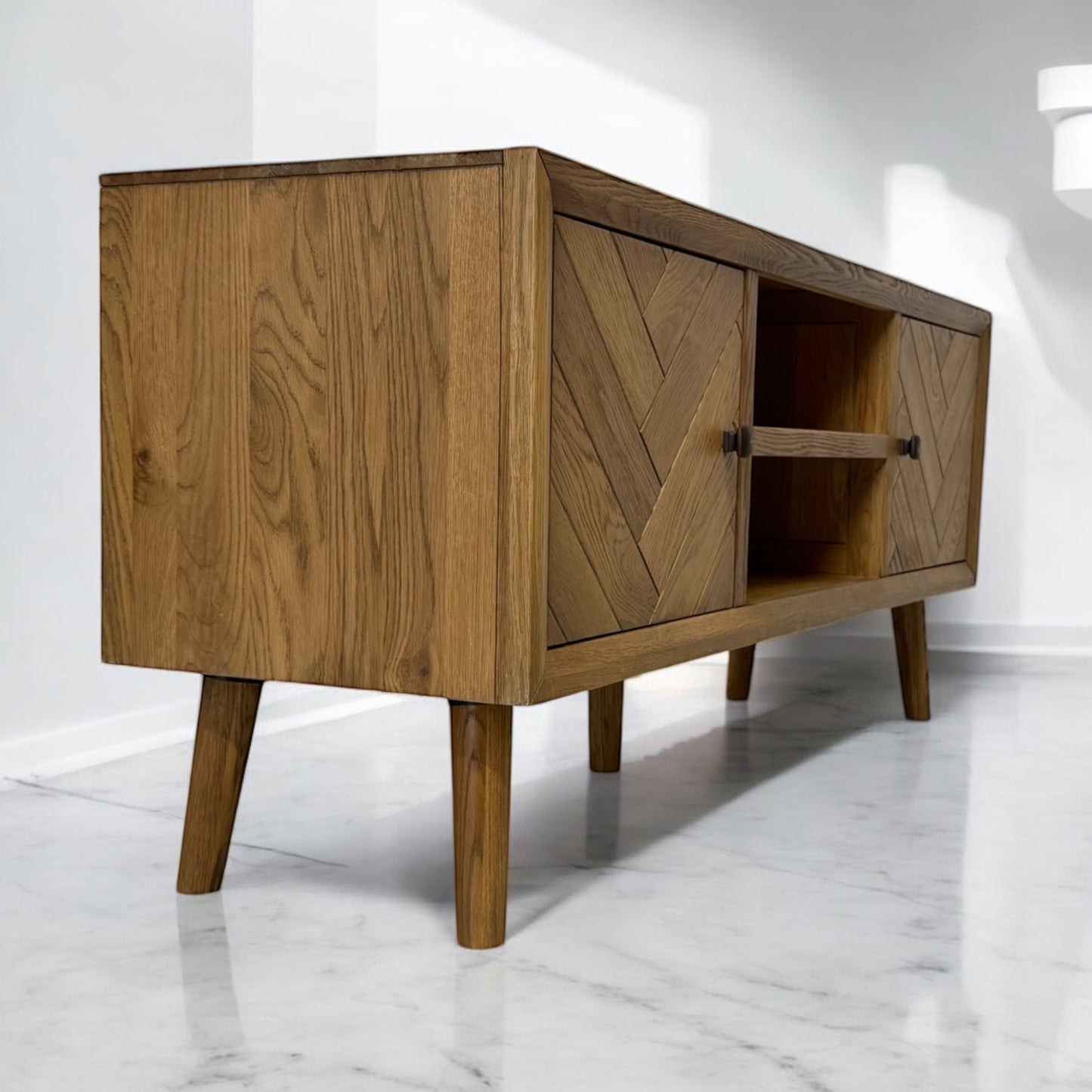Brushed & Glazed Solid Oak TV Parquet Range From Oak Furnitureland RRP £499