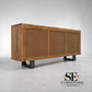 Chunky Solid Acacia Wood Live Edge 4-Door Extra Large Sideboard with Gun Metal Legs RRP £1299