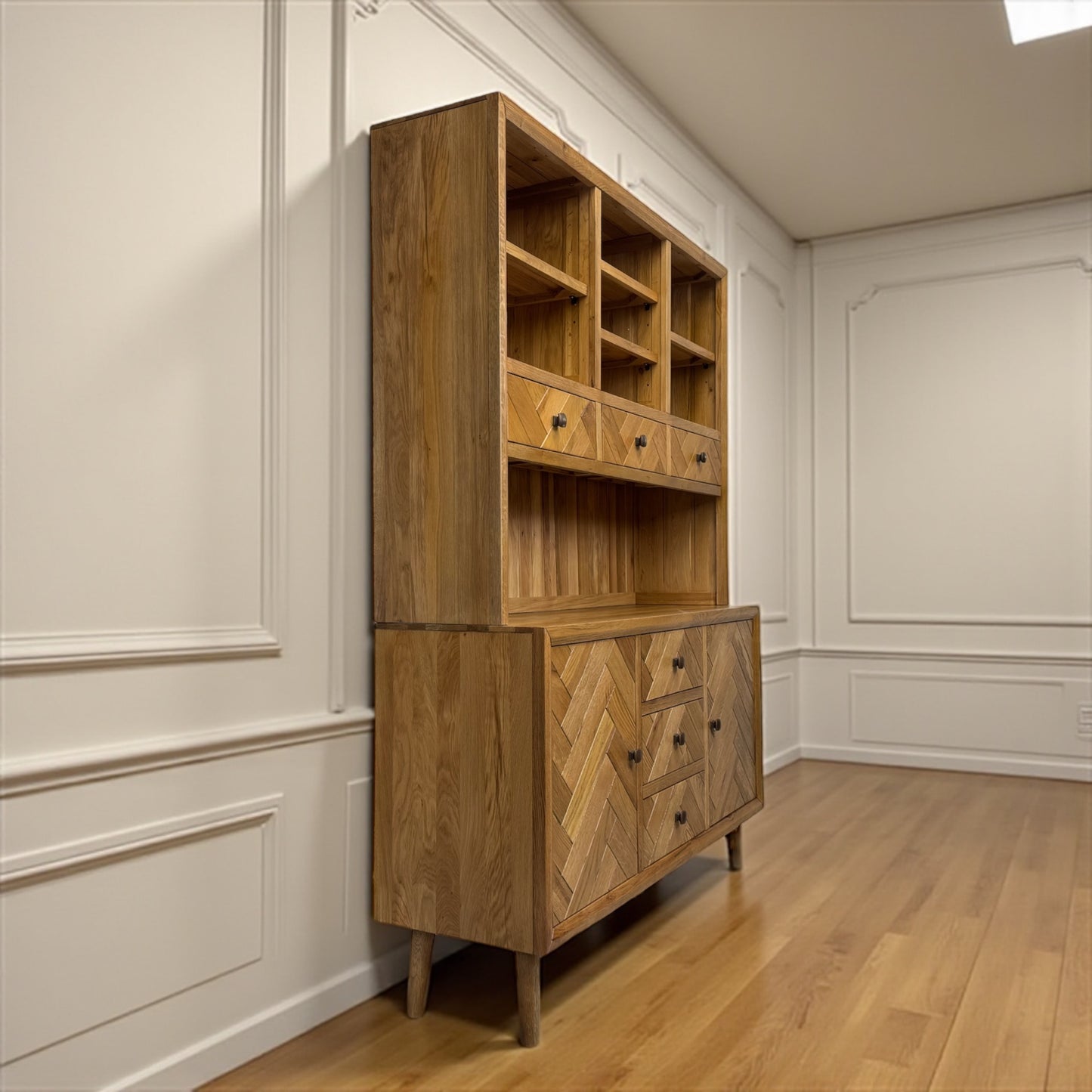Brushed & Glazed Solid Oak Large Dresser Parquet Range From Oak Furnitureland RRP £1449