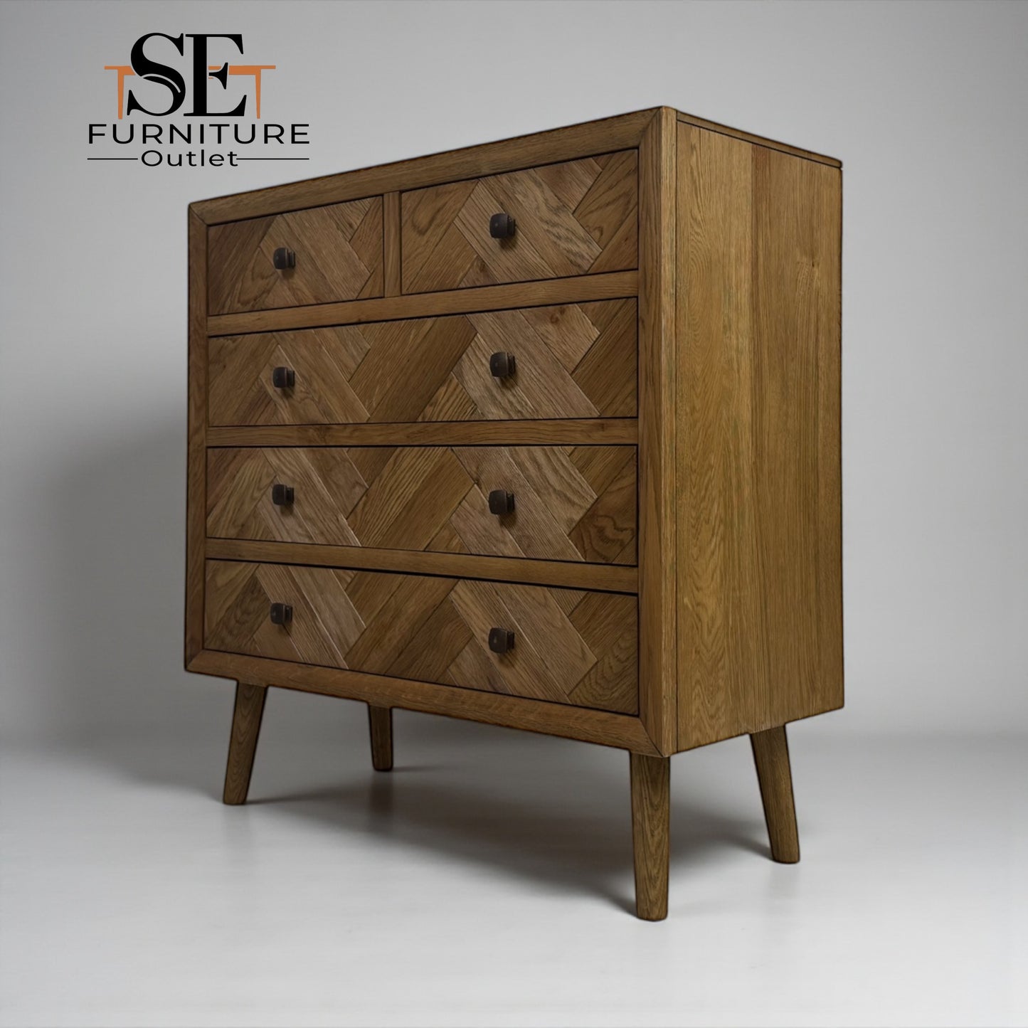 Brushed & Glazed Solid Oak Chest of Drawers Parquet Range From Oak Furnitureland RRP £569