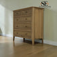 Light Natural Solid Oak 5 Drawer Chest, Newton Range From Oak Furnitureland RRP £679