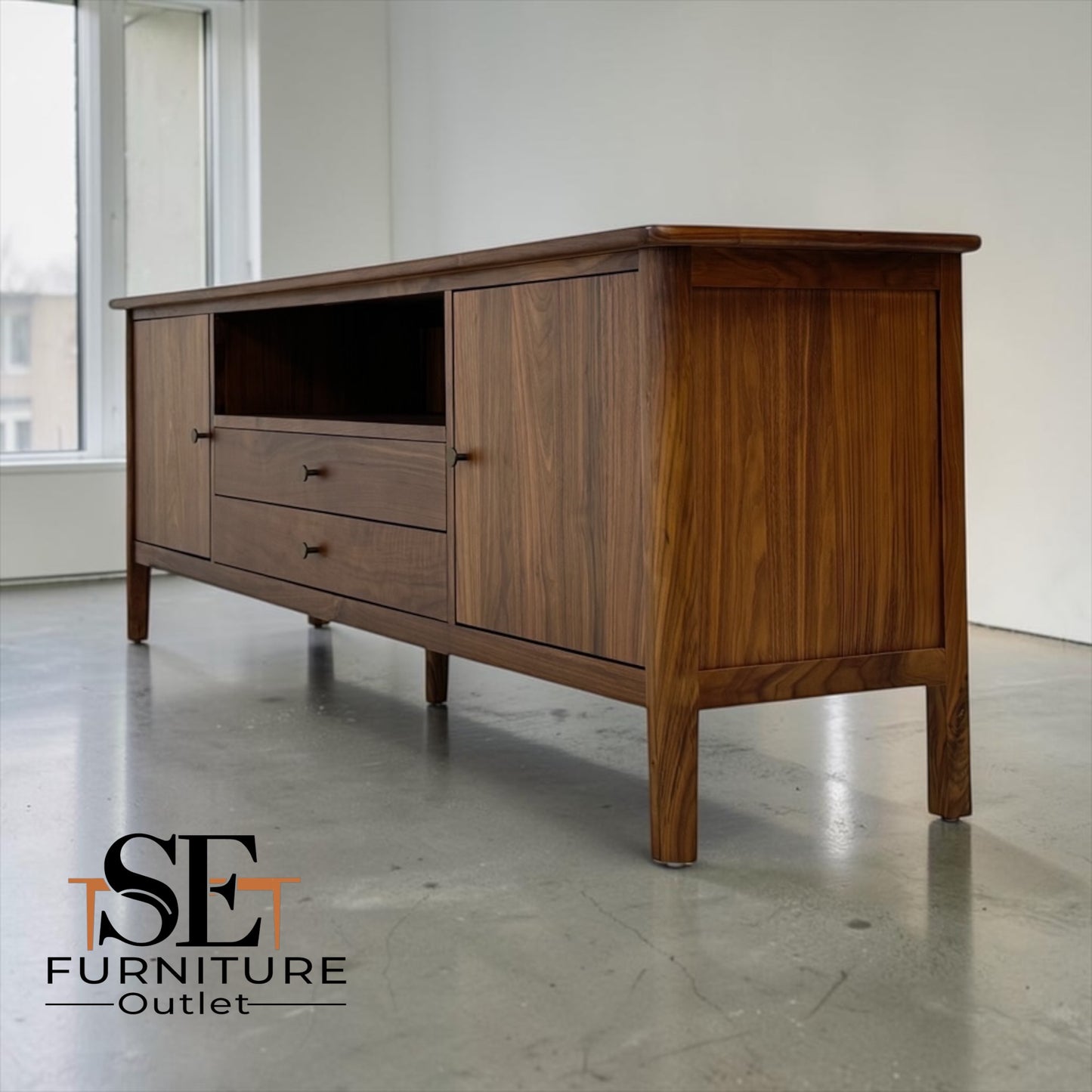 Solid Walnut & Quality Walnut Veneer Extra Large TV Unit, Barrington Range £999