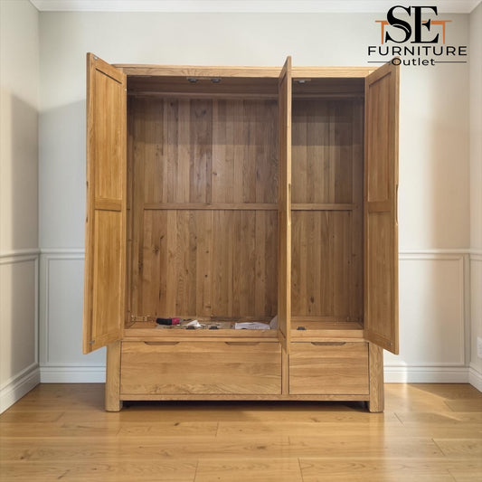 Natural Solid Oak Triple Wardrobe Romsey Range From Oak Furnitureland RRP £1599