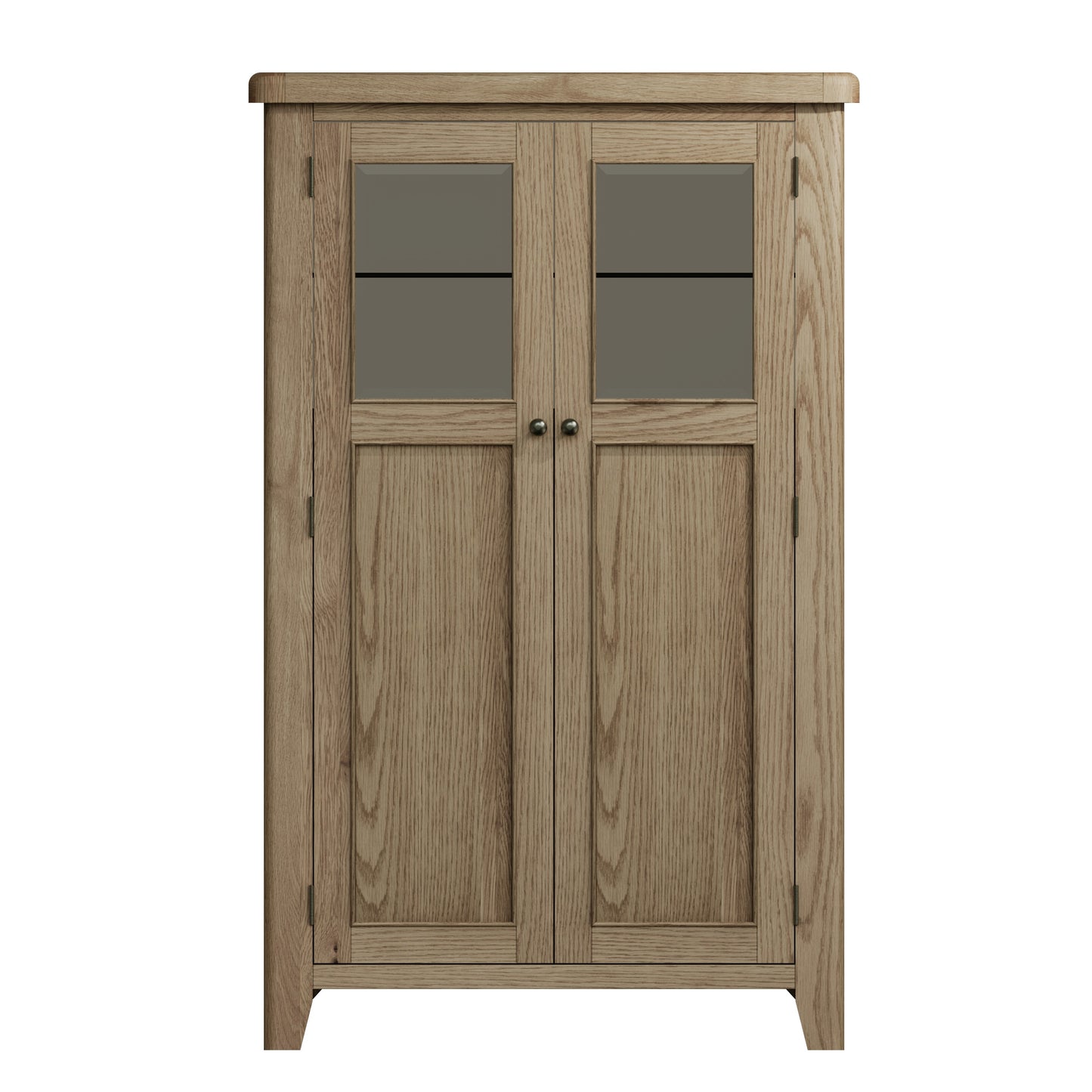 Smoked Oak Drinks Cabinet with Mirrored Back and Wine Rack