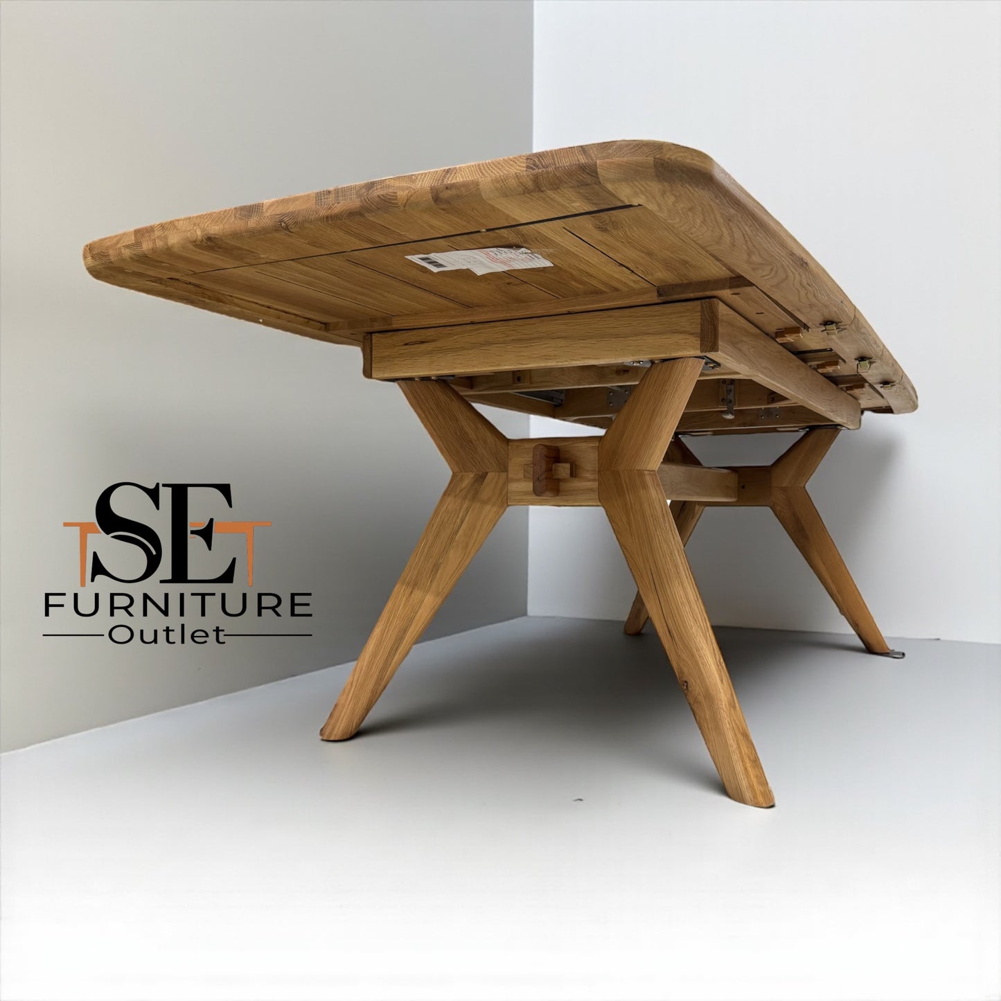 Natural Solid Oak Extending Dining Table, 6 to 10 Seater Bentley Range From Oak Furnitureland RRP £1079